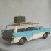 Amerikaanse stationwagon - 50er jaren - blauw - wit - blikken auto - 32x14x17cm